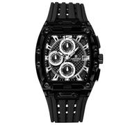 NAVIFORCE Reloj deportivo de cuarzo para hombre, correa de silicona negra, cronógrafo militar marino, negro, Clásico