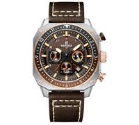 NAVIFORCE Reloj deportivo de moda para hombre, militar, cuadrado, grande, impermeable, cronógrafo, con manecillas luminosas, correa de piel, Marrón claro, 45mm, Deporte