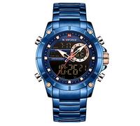 Naviforce Reloj Deportivo Digital para Hombre Relojes Militares de Acero Inoxidable de Cuarzo Impermeable Multifuncional