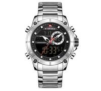 Naviforce Reloj Deportivo Digital para Hombre Relojes Militares de Acero Inoxidable de Cuarzo Impermeable Multifuncional