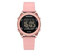 NAVIFORCE Reloj digital deportivo impermeable con cronómetro, alarma, 12/24 horas, señal horaria y función de repetición, correa de silicona para mujer, Rosado, Deportes