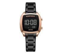 NAVIFORCE Reloj digital multifunción para hombre, a la moda, impermeable, deportivo, correa de acero inoxidable, regalos para hombre, regalo para mujer, Oro negro.