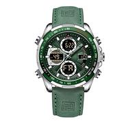 NAVIFORCE Reloj digital para hombre, de lujo, analógico, de cuarzo, resistente al agua, cronógrafo, militar, multifuncional, plata, Correa
