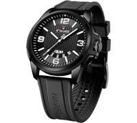 NAVIFORCE Reloj impermeable para hombre y mujer, analógico, automático, con fecha, militar, deportivo, correa de silicona, Negro , Correa