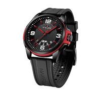 NAVIFORCE Reloj Impermeable para Hombres, Mujeres, niños y niñas, analógico, Militar, Deportivo, Unisex, Correa de Silicona, Negro + Rojo, Deporte