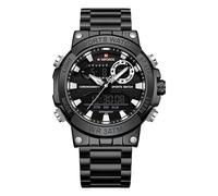 NAVIFORCE Relojes analógicos de cuarzo digital para hombre, de lujo, de acero inoxidable completo, resistentes al agua, relojes de moda de negocios, cronógrafo militar, multifuncionales, Blanco y