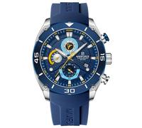 NAVIFORCE Relojes clásicos originales para hombre, correa de silicona, cuarzo, visualización automática de fecha, reloj de pulsera masculino, deportivo, impermeable, azul, Clásico