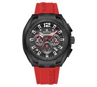 NAVIFORCE Relojes cuadrados para hombre, cronógrafo, calendario analógico, reloj de pulsera, relojes de cuarzo impermeables para hombre, correa de silicona, Rojo, 46mm