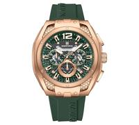 NAVIFORCE Relojes cuadrados para hombre, cronógrafo, calendario analógico, reloj de pulsera, relojes de cuarzo impermeables para hombre, correa de silicona, Oro Rosa