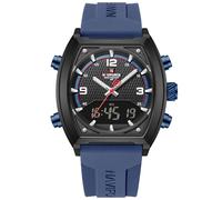 NAVIFORCE Relojes de negocios de moda para hombre, multifuncional, doble pantalla, impermeable, reloj de regalo para hombre, Negro + Blanco + D. Azul, Relojes deportivos para hombre