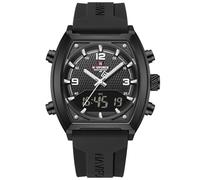 NAVIFORCE Relojes de negocios de moda para hombre, multifuncional, doble pantalla, impermeable, reloj de regalo para hombre, Negro + Blanco + Negro, Relojes deportivos para hombre