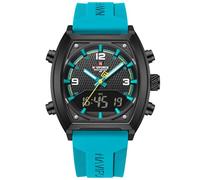 NAVIFORCE Relojes de negocios de moda para hombre, multifuncional, doble pantalla, impermeable, reloj de regalo para hombre, Negro + Blanco + P. Azul, Relojes deportivos para hombre