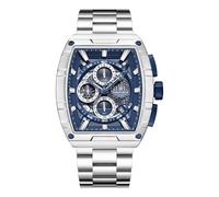 NAVIFORCE Relojes deportivos al aire libre para hombre, reloj de pulsera casual de lujo, relojes de cuarzo de moda, relojes de correa de acero inoxidable, Azul plateado.