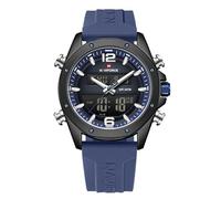 NAVIFORCE Relojes deportivos impermeables para hombre, correa de silicona, reloj despertador analógico digital, cronógrafo, luminoso, reloj de pulsera (azul)