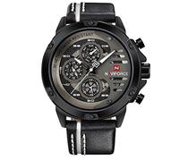 Naviforce Relojes Deportivos Militares de Cuarzo Analógico Reloj Impermeable Fecha Multifunción Relojes de Cuero