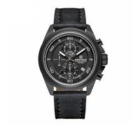 NAVIFORCE Relojes deportivos para hombre, analógico, de cuarzo, cronógrafo, correa de cuero, impermeable, estilo militar, negro, Clásico