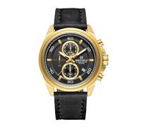 NAVIFORCE Relojes deportivos para hombre, analógico, de cuarzo, cronógrafo, correa de cuero, impermeable, estilo militar, Oro