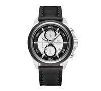 NAVIFORCE Relojes deportivos para hombre, analógico, de cuarzo, cronógrafo, correa de cuero, impermeable, estilo militar, plata, Clásico