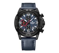 NAVIFORCE Relojes deportivos para hombre, analógico, de cuarzo, cronógrafo, correa de cuero, reloj de pulsera, Azul