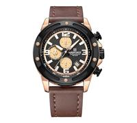 NAVIFORCE Relojes deportivos para hombre, analógico, de cuarzo, cronógrafo, correa de cuero, reloj de pulsera, Oro