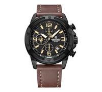 NAVIFORCE Relojes deportivos para hombre, analógico, de cuarzo, cronógrafo, correa de cuero, reloj de pulsera, Amarillo