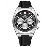 NAVIFORCE Relojes multifuncionales para hombre, cronógrafo, analógico, de cuarzo, impermeable, correa de silicona, regalo para hombre, Plateado, negro y negro