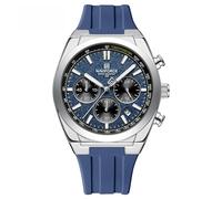 NAVIFORCE Relojes multifuncionales para hombre, cronógrafo, analógico, de cuarzo, impermeable, correa de silicona, regalo para hombre, Plateado, azul y azul