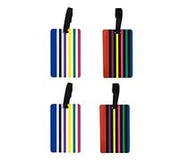 navig8 Etiquetas para Equipaje, arcoíris, Pack de 4, Diseño a Rayas