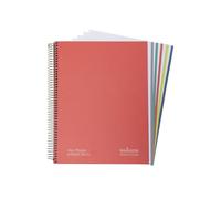 Navigator - Cuaderno Multiasignatura A4+, Tapa Dura, 1 Línea, Rojo, 5 Borde Color, Papel 80g, 120 Hojas Microperforadas 4 Taladros, Espiral Cierre Coil Lock, Papel Premium Writing