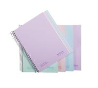 Navigator | Pack 5 Cuadernos Multiasignatura a4+ | 1 Línea | Tapa Dura | Colores Pastel | 120 Hojas 80g Microperforadas 4 Taladros | Espiral Coil-Lock | Papel Premium Writing