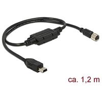 Navilock 62943 adaptador de cable USB 2.0 Mini B M8 Negro - Adaptador para cable (USB 2.0 Mini B, M8, Male connector / Female connector, 1,2 m, Negro)