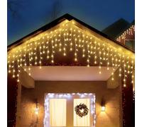Naviluz Cadena de luces planas tipo carámbano, batería 3AA, blanco cálido, 10m x 0,6m, ideal para decorar eventos y ambientar espacios.