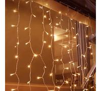Naviluz Luces planas de cortina, batería 3AA, blanco cálido, 2m x 2m, ideales para decorar eventos y crear ambientes acogedores.