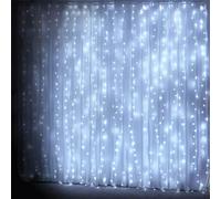 Naviluz Luces planas de cortina, batería 3AA, blanco frío, 2m x 2m; ideales para decoración, fiestas y ambientación de espacios.