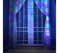 Naviluz Luces planas de cortina con batería 3AA, RGBY, 1m x 1m, decorativas para fiestas, eventos y ambientación de interiores.