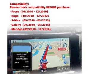 Naving Sat Nav Europa para Ford Tarjeta SD Mapas Mondeo Kuga Focus C-Max S-Max (2010-2014) MCA 2022