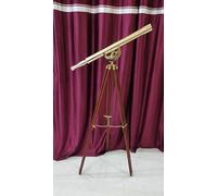 Navirock Telescopio vintage con acabado de latón brillante náutico para el suelo, trípode maestro de puerto, hecho a mano, decoración náutica para el hogar y la oficina