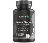 Navitalife Maca Negra Peruana Andina Pura 40.000 mg Ultra concentrada | Extracto 25:1, 120 Cápsulas Vegana, Con Zinc L-Arginina y Ginkgo Biloba | Sin Metales Pesados, Raíz Pura Alta Absorcion