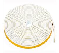 NAVK 8m Cinta de sellado autoadhesiva, 12 mm x 3 mm, espuma adhesiva, junta de goma para aislamiento acústico, color blanco (5 m x 2 rollos)
