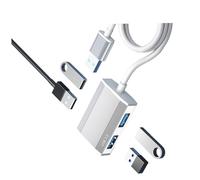 Navna Adaptador USB 3.0 de aluminio de velocidad rápida de 4 puertos de extensión para múltiples sistemas, soporta carga rápida y base USB tipo C auditiva
