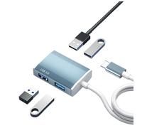 Navna Adaptador USB 3.0 de aluminio de velocidad rápida de 4 puertos de extensión para múltiples sistemas, soporta carga rápida y base USB tipo C auditiva