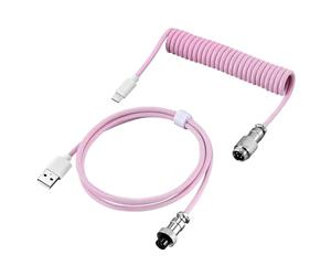 Navna Cable de extensión USB a USB C para teclado mecánico con conector de aviación de metal desmontable, cable de teclado en espiral mecánico
