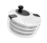 Navna Deshidratador de ensalada de doble canasta, secador manual, contenedor transparente de 4 L, eficiente y extractor de agua vegetal, mango de mano, escurridor de ensalada de dos capas