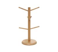Navna Estante de exhibición de tazas de madera con varillas para colgar, soporte de madera para tazas, diseños de árboles, organizadores colgantes, estantes de almacenamiento de cocina, soporte de