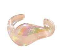 Navna Moda hacia adelante ligero acrílico geométrico iridiscente irregular cómodo brazalete accesorio forma irregular, talla única, como se describe