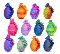 Navoxa 12 huevos de dragón impresos en 3D, huevo de dragón de Pascua precargado con juguete de dragón articulado, para decoración de escritorio y fiesta de Pascua coleccionable