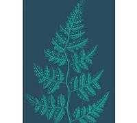 Navy And Teal Fern Leaf Unframed Impresión del Arte 12 x 16 Pulgadas