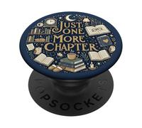 Navy Blue Bookish Just One More Chapter Book Reading PopSockets PopGrip Adhesivo