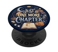 Navy Blue Just One More Chapter Bookish Book Lover Reader PopSockets PopGrip Adhesivo
