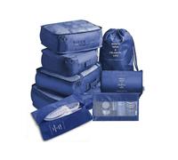 (Navy Blue, Multicolor) 8Pcs Set Travel Essentials Packing Cubes Storage Bags Shoe Bags Toiletry Makeups Organizer Cloth Pou